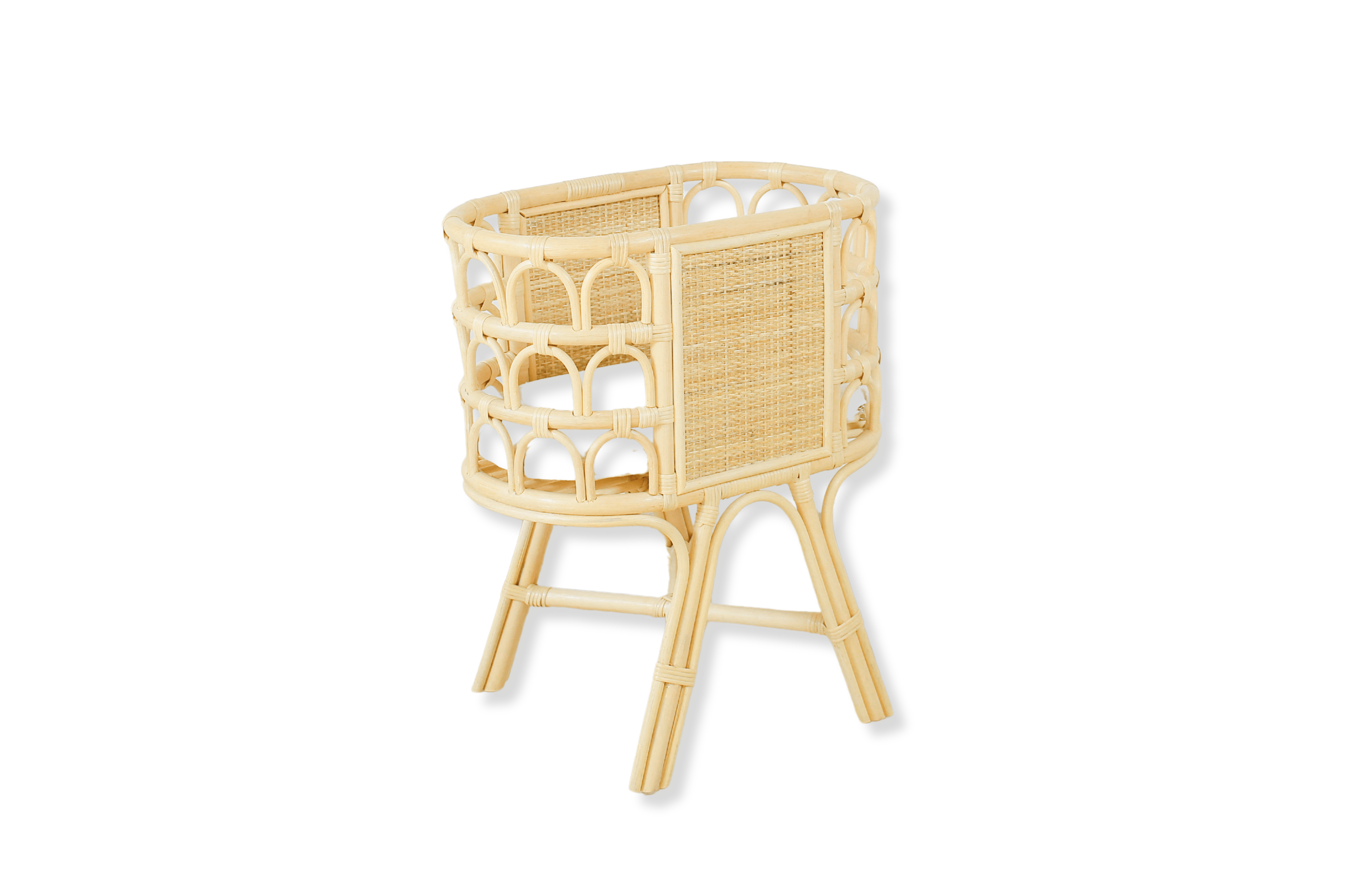 Rattan Doll Crib – Handmade Wicker Doll Bed, Boho Montessori Toy Bassinet for Girls