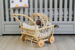 Rattan Doll Stroller – Handmade Boho Doll Pram for Imaginative Play