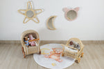 Rattan Doll Stroller – Handmade Boho Doll Pram for Imaginative Play