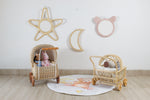 Rattan Doll Stroller – Handmade Boho Doll Pram for Imaginative Play