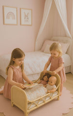 Rattan Doll Bed – Boho Montessori Doll Furniture for Imaginative Play