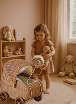 Vintage Charm Rattan Doll Pram