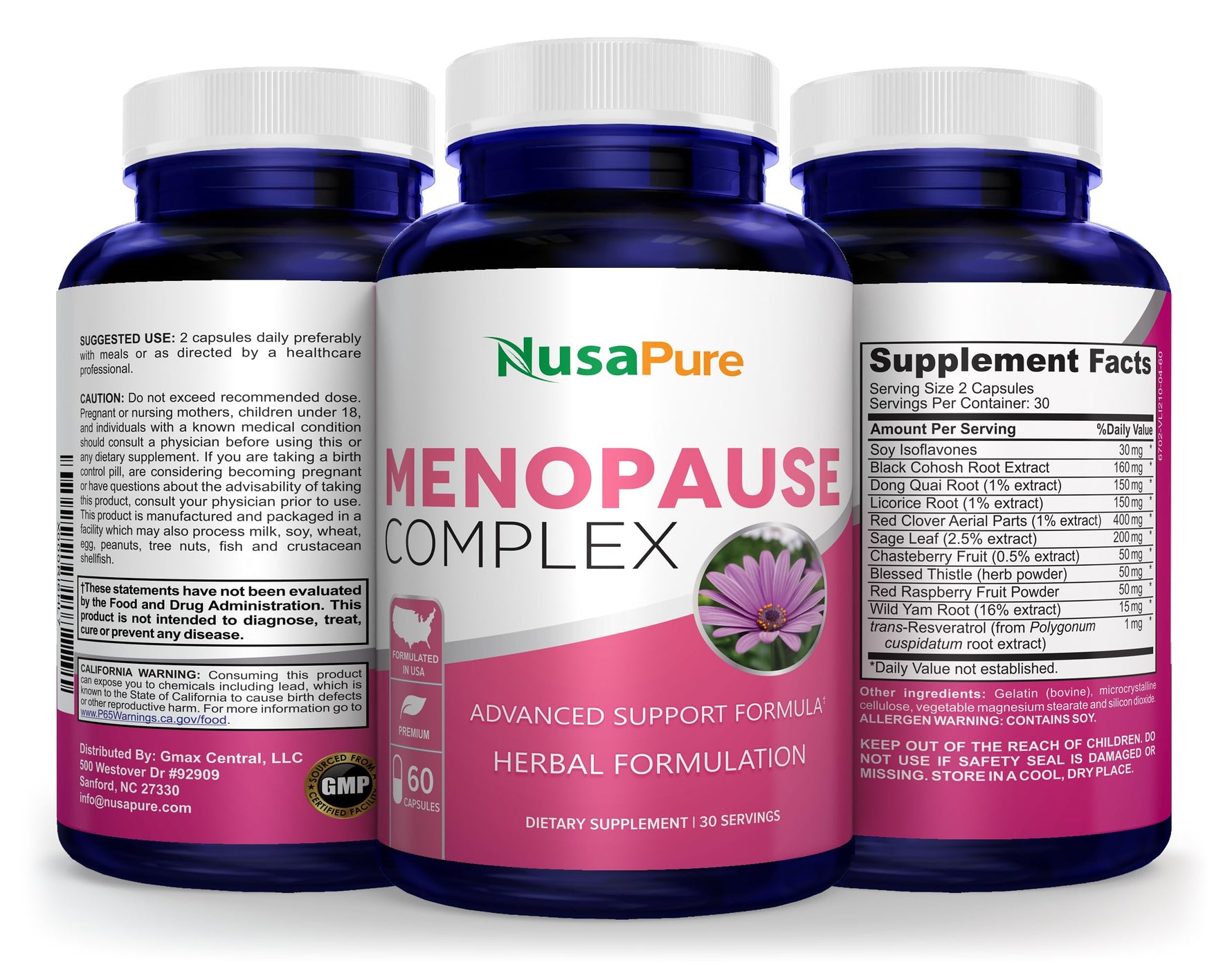 NusaPure Menopause Complex : Black Cohosh and Herbal Ingredients - 60 Capsules