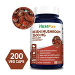 NusaPure Reishi Mushroom 4:1 Extract, 900 mg per Capsule 200 Veggie Caps Vegan, Non-GMO, Gluten-Free