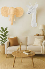 Rattan Elephant Wall Decor – Safari Nursery Wall Art | Boho Kids Room Animal Head | Handmade Natural Rattan Décor