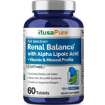 NusaPure Renal Balance with Alpha Liopic Acid Vitamin & Mineral Vegetarians, Non-GMO Per 60 Tablets