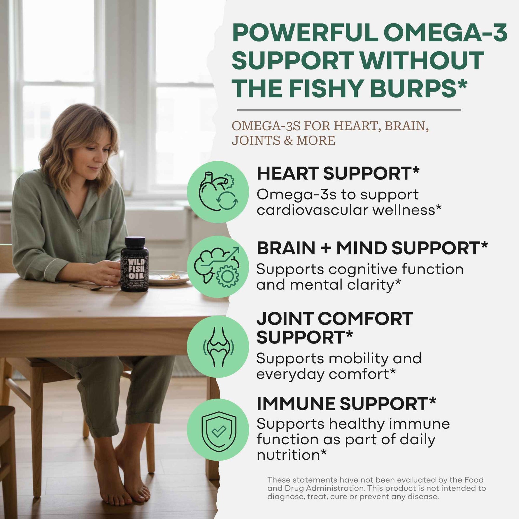 Wild Fish Oil Capsules, Omega-3 Blend, Sustainable, Pure, Third-Party Tested