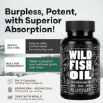 Wild Fish Oil Capsules, Omega-3 Blend, Sustainable, Pure, Third-Party Tested