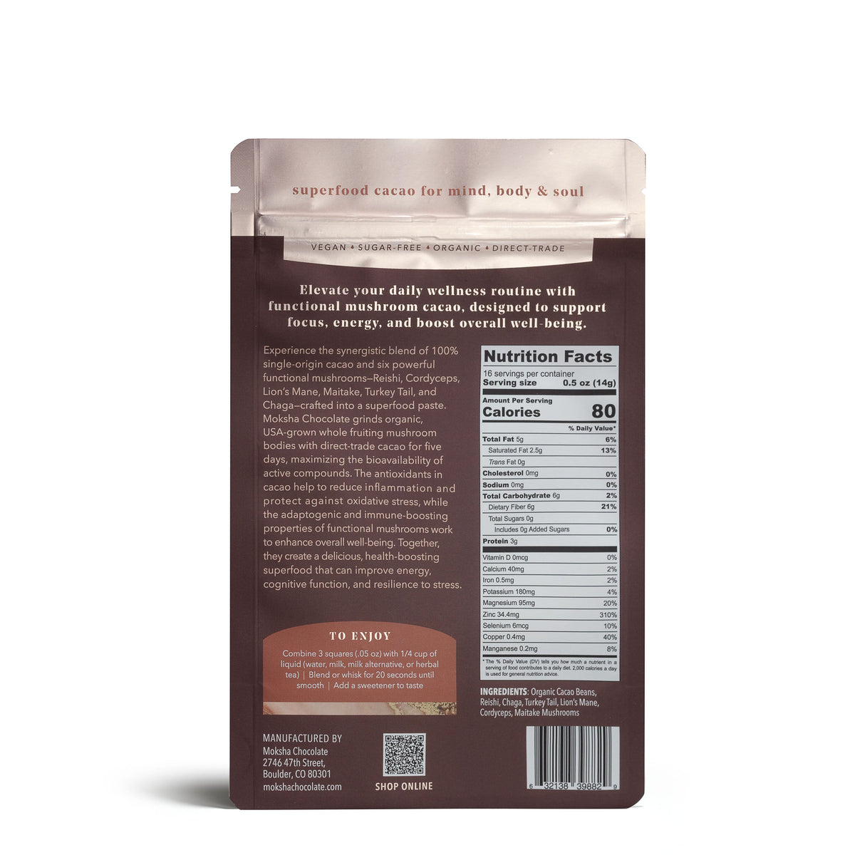 Forest Blend™ Ceremonial Cacao Paste with 6 Functional Mushrooms