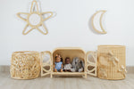 Rattan Star Wall Mirror – Boho & Space Kids Room Decor - Celestial Theme - Universe theme kids room