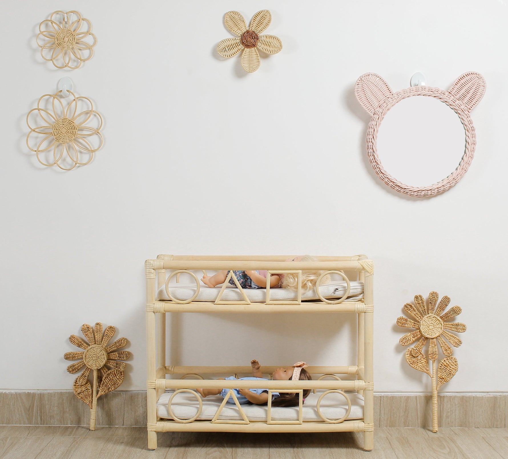 The Solstice Heirloom Rattan Doll Bunk Bed