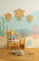 Rattan Jellyfish Wall Decor – Boho Coastal Nursery Wall Art