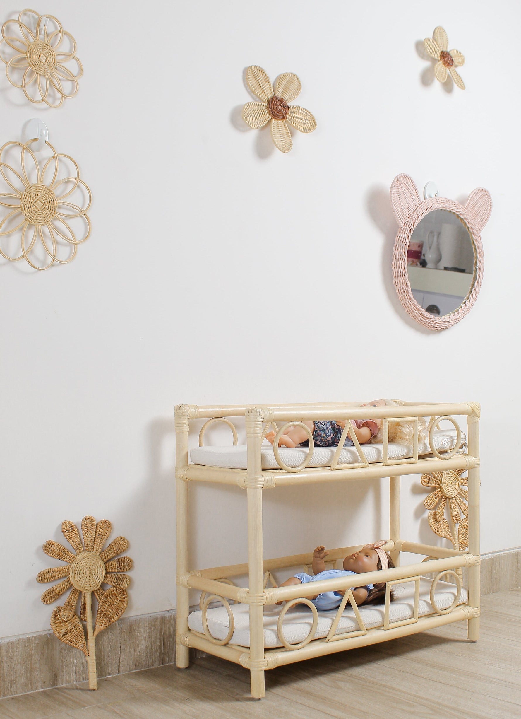 The Solstice Heirloom Rattan Doll Bunk Bed