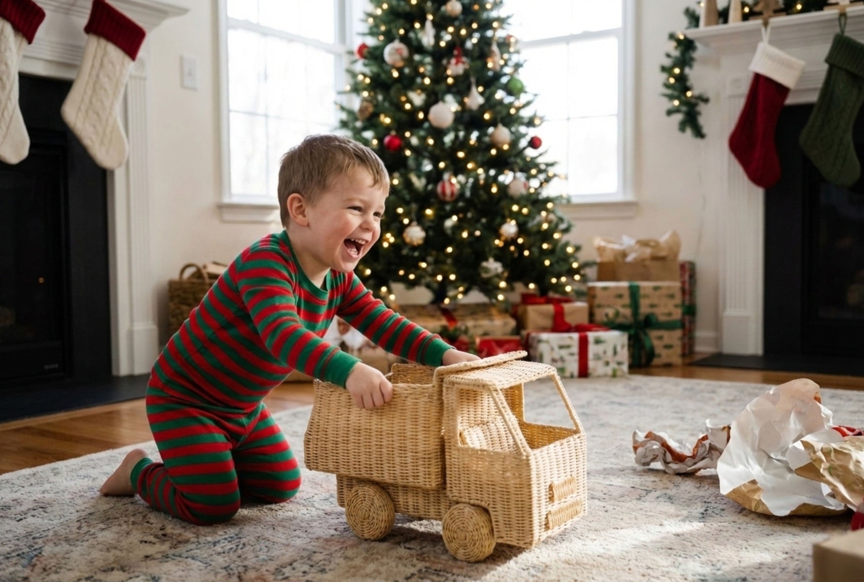 The Eco-Hauler: Handwoven Rattan Dump Truck | Kids Toy Truck