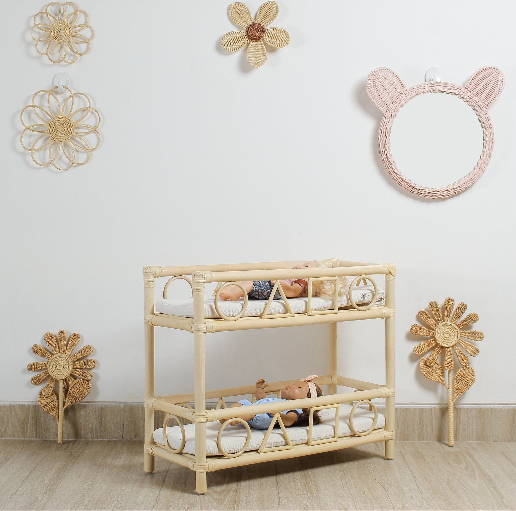 The Solstice Heirloom Rattan Doll Bunk Bed