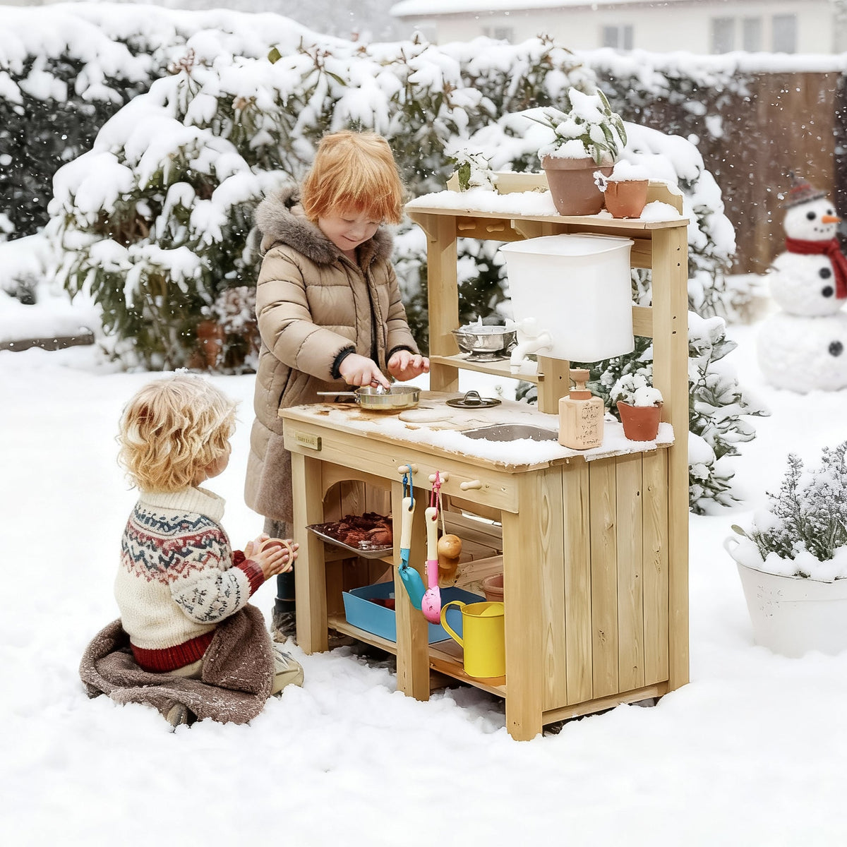 Tiny Land® Mud Kitchen - DuoPlay Outdoor Play Kitchen for Kids