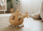 Rattan Toy Helicopter – Handcrafted Boho Pretend Play Toy for Kids | Montessori Airplane Nursery Decor