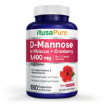 NusaPure D-Mannose Complex 1400 mg (with Hibiscus and Cranberry) - 180 Veggie Caps.