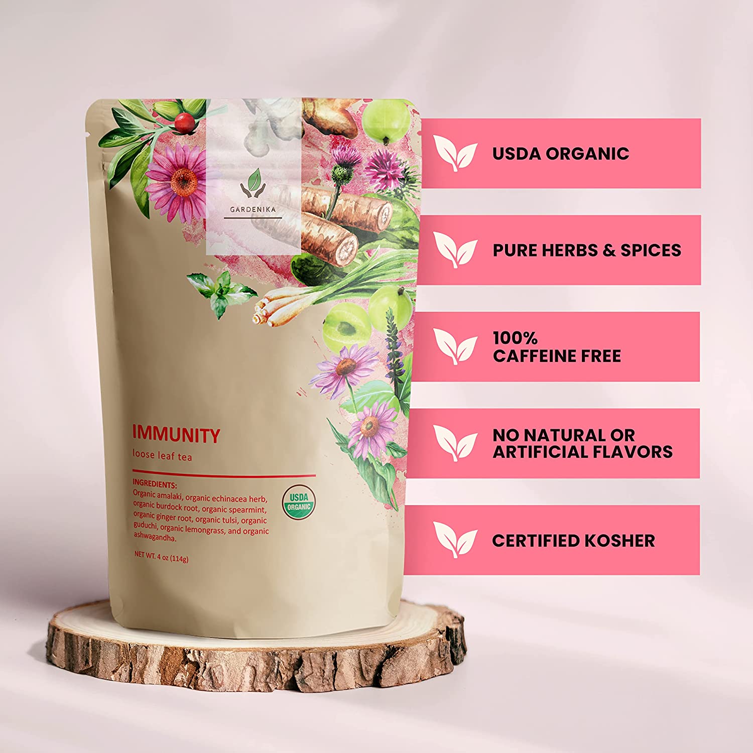 Immune Defense Tea, Echinacea Ashwagandha | Organic Herbal Blend
