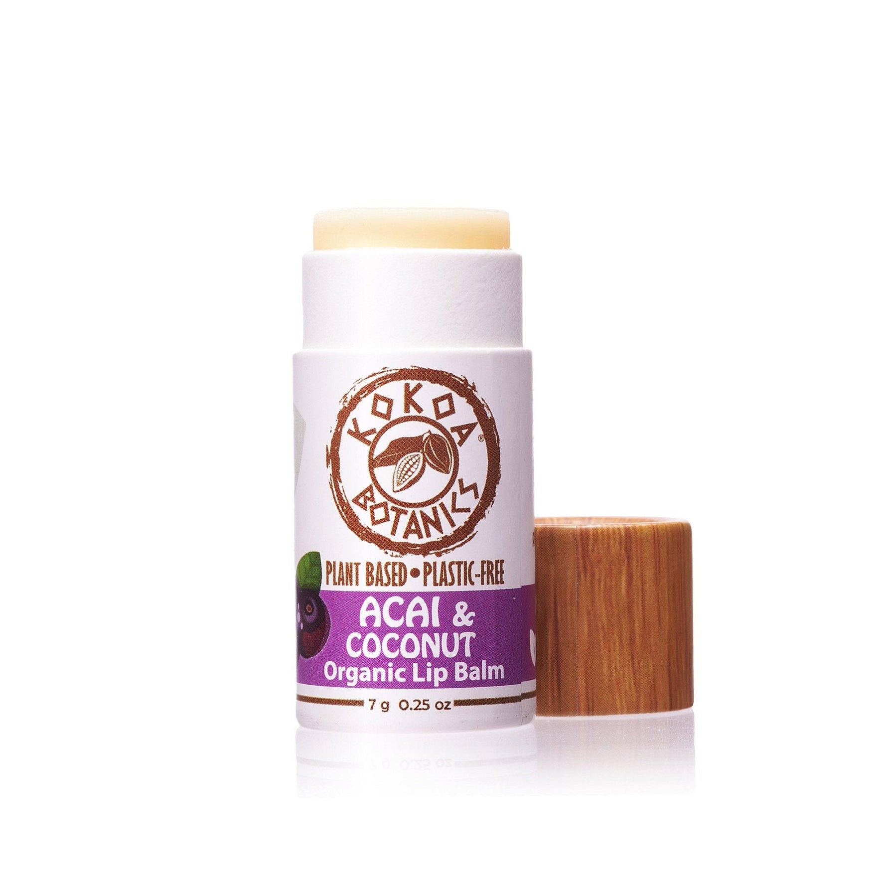 Vegan Organic Lip Balm - Acai and Coconut - Plastic Free .25 oz