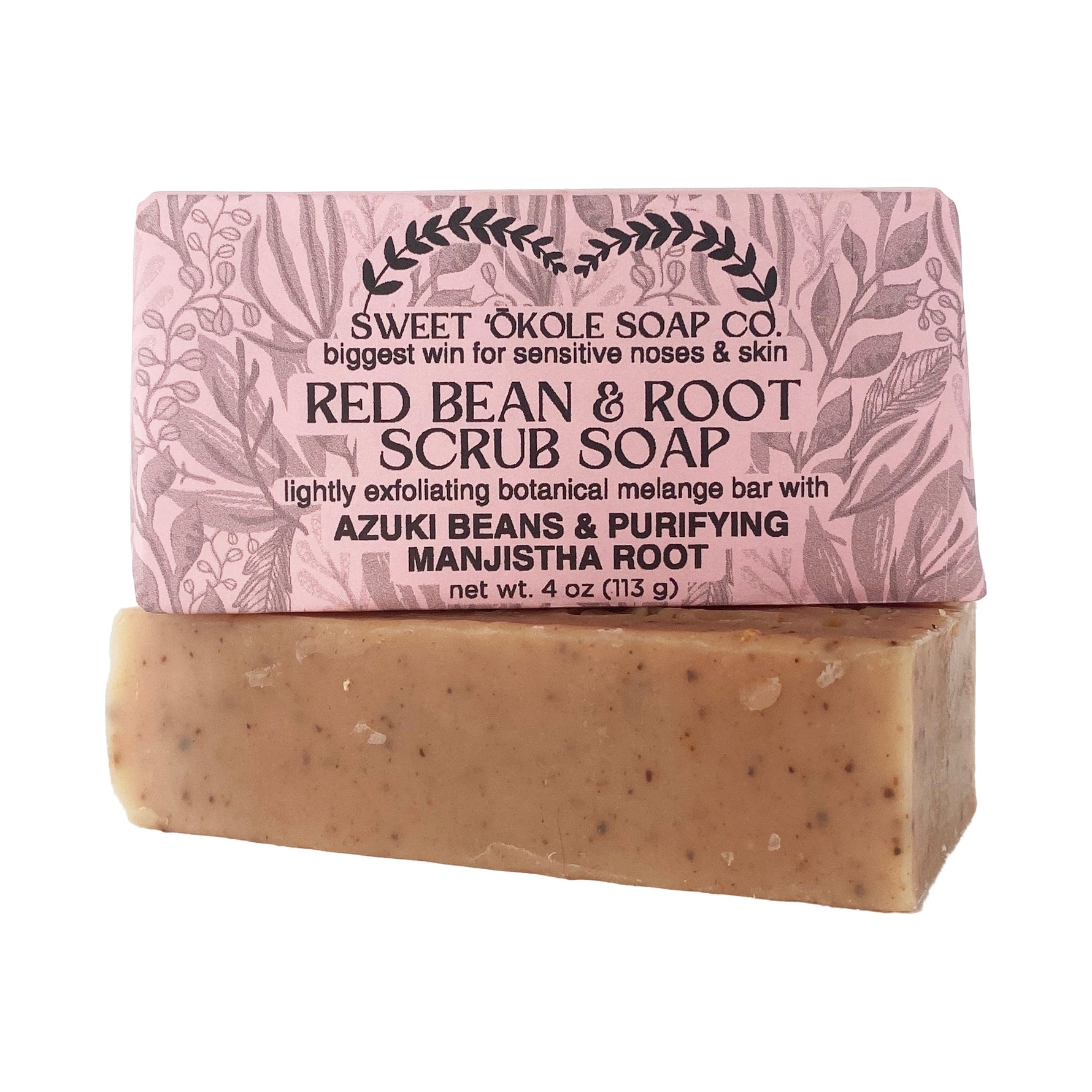 Red Bean & Root Soap, Zero Waste Gentle Exfoliant Scrub Bar