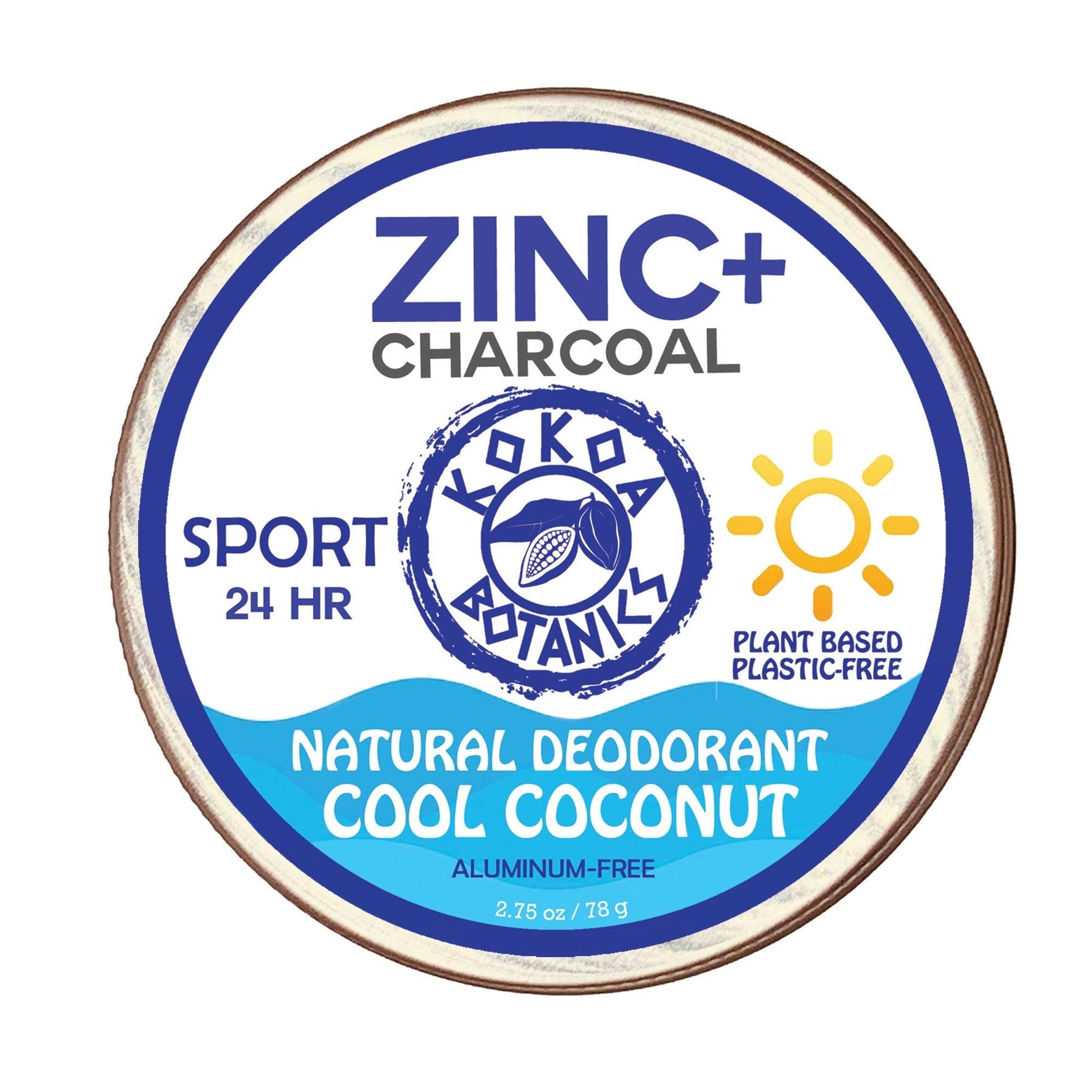 ZINC & CHARCOAL - Natural Deodorant Cream - Cool Coconut - Aluminum-free 2.75 oz