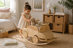 Vintage Inspired Rattan Rocking Car for Toddlers
