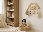 Montessori Rainbow Wall Hanger  |  Rattan Wall Rack | Boho Nursery Wall Hooks for Kids