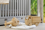 Rattan Toy Helicopter – Handcrafted Boho Pretend Play Toy for Kids | Montessori Airplane Nursery Decor