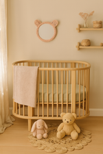 Kids Pink Rattan Teddy Bear Wall Mirror – Baby Girl Nursery & Kids Room Décor Gift