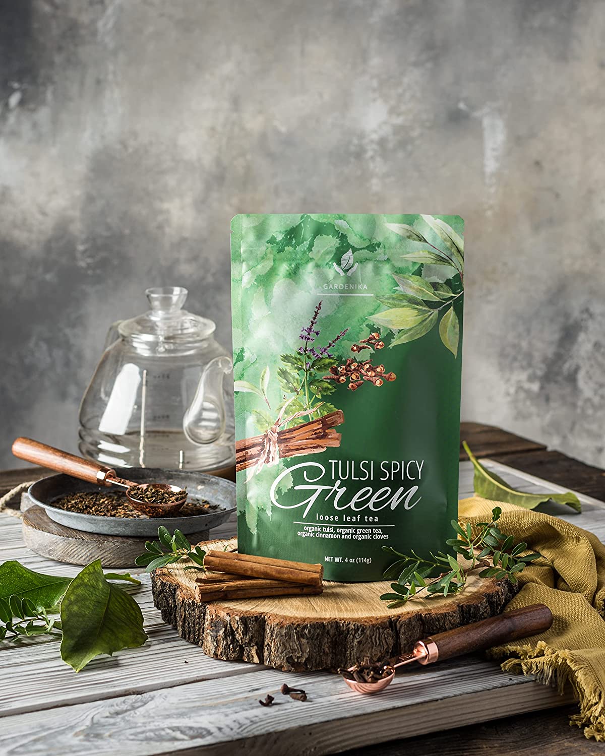 Tulsi Spicy Chai Tea, Energy & Focus - Green Tea - Organic & Kosher