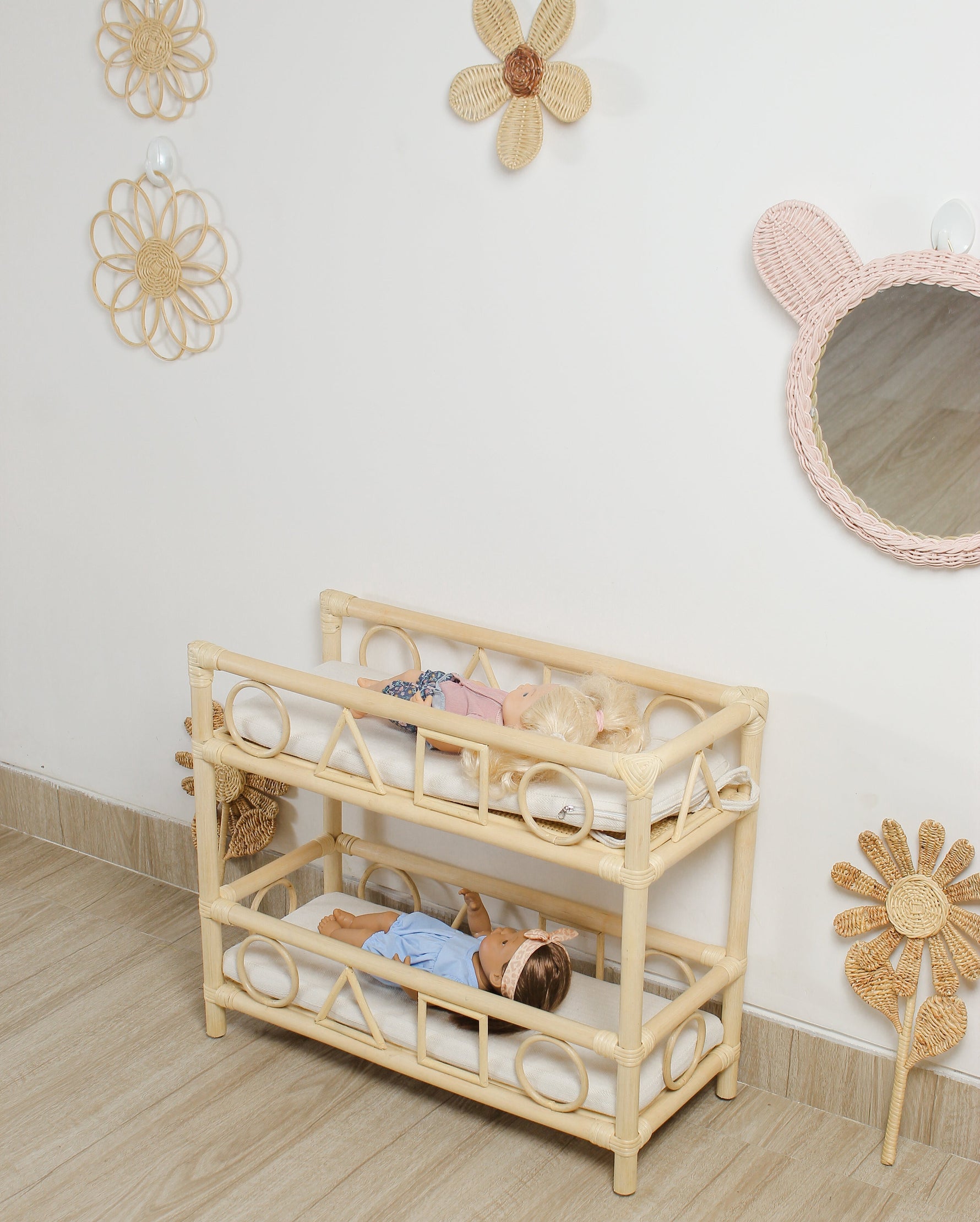 The Solstice Heirloom Rattan Doll Bunk Bed