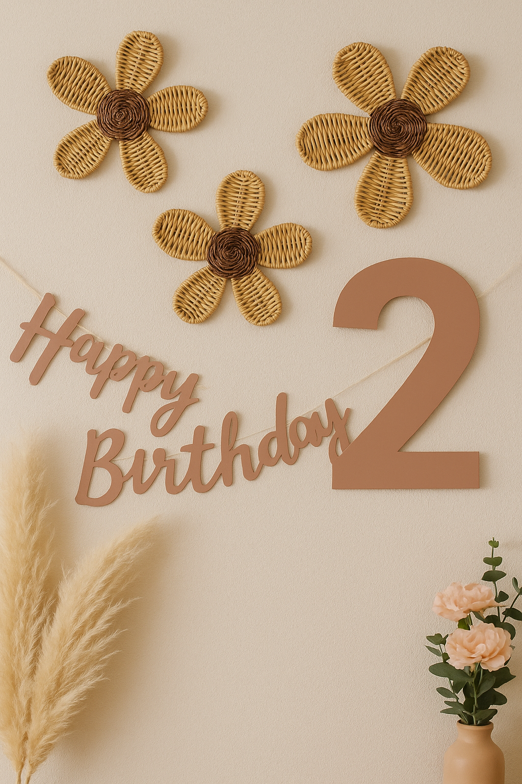 Rattan Daisy Wall Decor | Boho Nursery Wall Art | Kids Room Flower Wall Hanging | Handmade Natural