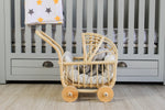 Rattan Doll Stroller – Handmade Boho Doll Pram for Imaginative Play
